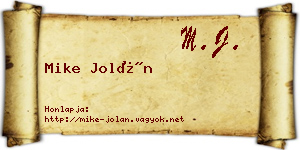 Mike Jolán névjegykártya